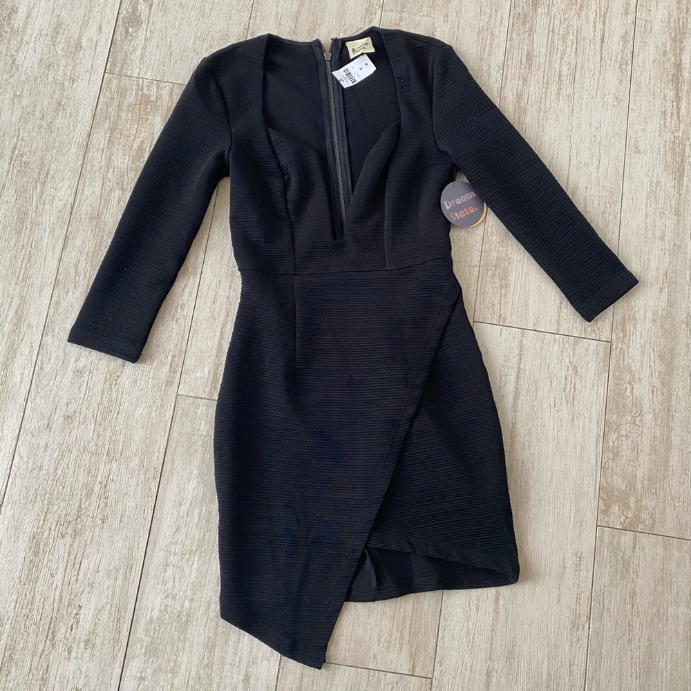 NWT Black Asymmetrical 3/4 Sleeve Dress